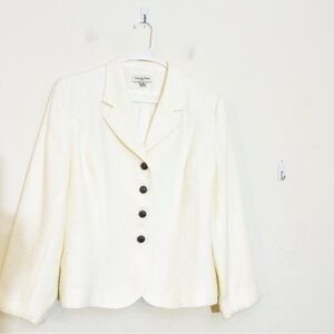 Amanda Smith Suits Tweed Acrylic Blend Blazer Suit Jacket Women Size 16 White